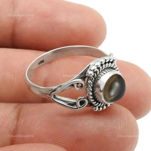Women Gift Smoky Quartz Gemstone Boho Cocktail Ring Jewelry Solid Silver - Picture 1 of 7