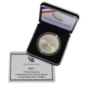 2013-W $1 5-Star Generals Commemorative Silver Dollar UNC OGP - U2671 - STOCK - Picture 1 of 1