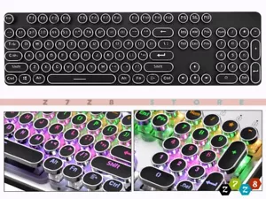 104 Mechanical Keyboard Round Steampunk Keys Fo Gaming Typewriter Keyboard Black - Picture 1 of 1