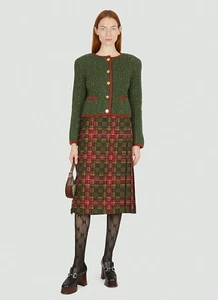 Falda escocesa de lujo *GUCCI* mezcla de lana y seda tartán plisada GG L - Imagen 1 de 14