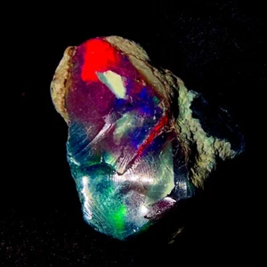 Ethiopian Black Opal, opal gemstone, natural fire opal rough 8 Ct 16x14 mm - Picture 1 of 12