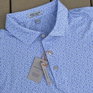 Peter Millar Summer Comfort Polo Shirt Men's XL Geometric Light Bulbs AOP NWT - Picture 1 of 4