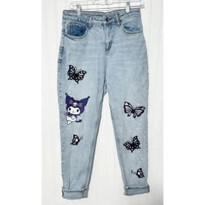 Kuromi by Sanrio Junior Schmetterling Mom Jeans hoher Bund gerades Bein Jeans Größe 7 - Bild 1 von 12