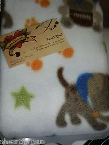 GARANIMALS BLANKET BROWN PUPPY DOGS FLEECE WHITE PAWS STAR SOFT SWADDLE NEW BOY - Picture 1 of 5