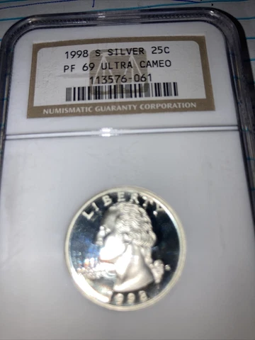 1998 S Silver Washington Quarter Proof Coin NGC PF69 UCAM DCAM Cover