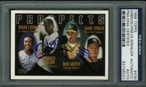 Shane Spencer, Ben Grieve & Gibson Signed Card 1996 Topps #436 PSA/DNA Slabbed - Picture 1 of 1