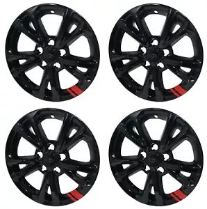 (4) 17" GLOSS BLACK WITH REDLINE WHEEL LINER /SKIN FITS 2016-2017 CHEVY EQUINOX - Picture 1 of 5