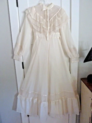 Rare True Vtg 70s GUNNE SAX Floral Lace Maxi Boho Cottagecore Prairie Dress Sz 7 - Image 1 of 4