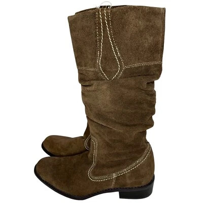 Новый MERONA замши кожи громоздкий коричневый ботинки тянуть на женщин Sz 6 М западный стиль - Изображение 1 из 4