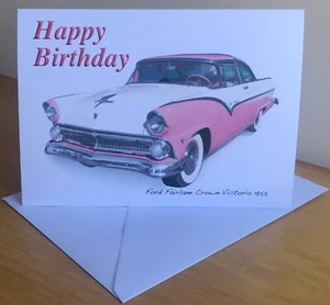 Ford Fairlane Crown Victoria 1955 - 5x7in Birthday, Anniversary or Plain Card - Picture 1 of 6