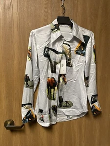 Acne Studios Satin Horse Shirt Womens Size 34 - Picture 1 of 7