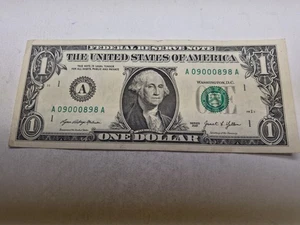 True Flipper $1 Dollar Bill Quad 0's A09000898A Boston Fancy Serial Number - Picture 1 of 4