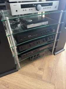 Quadraspire Hi-Fi Stand Rare 6 Shelf Clear Glass - Suitable For Slim Units -YORK - Picture 1 of 9