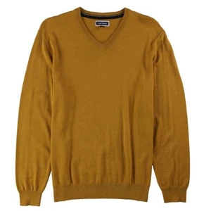 Club Room Mens Medium V Neck Sweater Mustard Yellow Merino Wool Acrylic - Picture 1 of 9