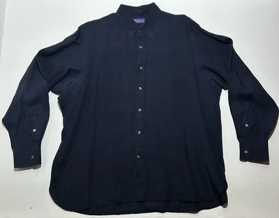 Ralph Lauren Purple Label Dress Shirt Men’s XXL 18 Linen Blue Button Down EUC - Image 1 of 4