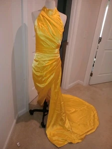 Lanting Yellow Gown Maxi Dress Size L, See Measurements Pictures,NWT - Picture 1 of 14