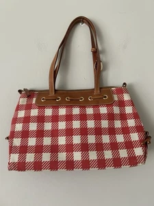 Dooney & Bourke Red & White Preppy Checkered Plaid Handbag Vintage Y2K Retro - Picture 1 of 11