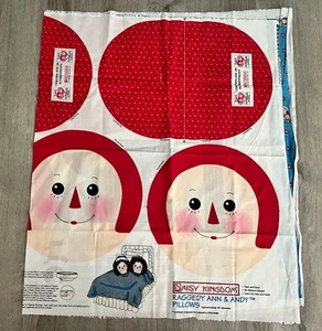 Daisy Kingdom Raggedy Ann Andy Vtg Fabric Pillows Panel 3/4 Yards X 60” - Picture 1 of 3