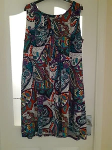 LADIES 'RONNI NICOLE' MULTI-COLOURED SLEEVELESS DRESS SIZE 18 GOOD CONDITION - Picture 1 of 6