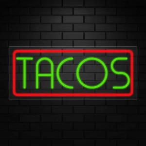 Tacos Leuchtreklame für Verkaufsanzeigen | LED Flex Neon | 24" Breite x 10" Höhe x 1" Tiefe - Bild 1 von 5