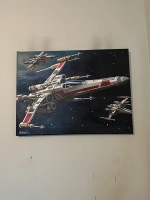X-Wing Fighters Star Wars Art  18" x 24" Pop Art Painting Chris Cargill - Image 1 of 4