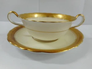 AYNSLEY SANDRINGHAM TWIN HANDLED SOUP BOWL WITH UNDER PLATE - Bild 1 von 8