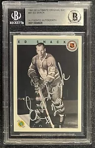 ED SHACK SIGNED 1991-92 ULTIMATE ORIGINAL SIX MAPLE LEAFS CARD BECKETT AUTO - Picture 1 of 2