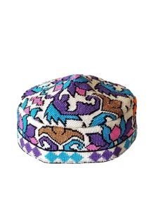 UZBEK IROQI TRIBAL HAND EMBROIDERED SILK HAT - UNISEX - APPROX 23 INCHES - LARGE - Picture 1 of 4