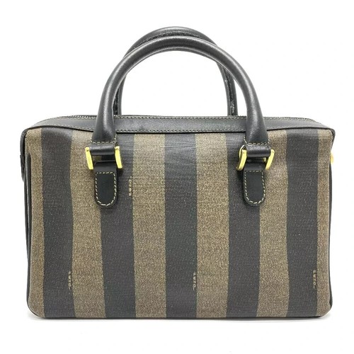 Borsa donna Fendi Pecan Mini Boston borsetta pvc pelle marrone nera