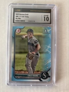 Bowman Draft Sky Blue 2022 #BD112 Cole Young Mariners CSG 10 - Imagen 1 de 2