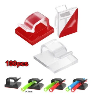 100pcs Mini Cord Clips Self Adhesive Cable Holder Car Wire Cord Organizer Clear - Picture 1 of 6