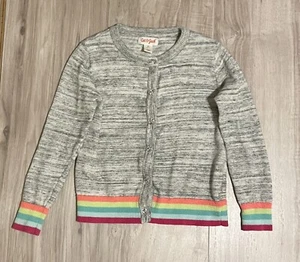 Cat & Jack Light Sweater Girl Size 4T Gray With Color Stripes On Cuffs And Hem - Picture 1 of 3
