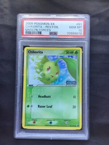 Pokemon Cards: EX Unseen Forces Reverse Holo: Chikorita 51/115 PSA 10 - Picture 1 of 6