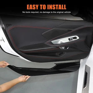 Cubierta de panel inferior anti patada de puerta interior negra brillante ABS para Corvette C8 2020+ - Imagen 1 de 12