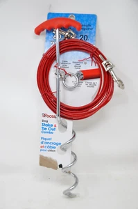 Boss Pet Spiral Stake & 20' Cable Dog Tie out Combo 20 ft. long Up to 60# Pet - Picture 1 of 1