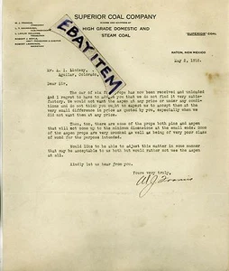 1918 MINERO RATON NUEVO MÉXICO Superior Coal Co FRANCIS BOYLE KAVANAUGH - Imagen 1 de 1