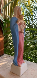 wood carved polychrome Madonna Antique French statue sculpture 19th Rare Mary⭐ - Picture 1 of 8