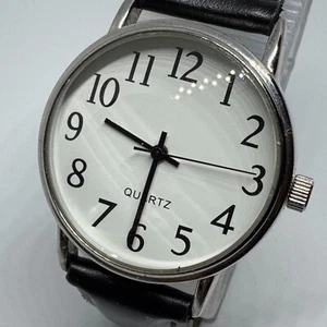 Puritan Quartz Watch Unisex Silver White Easy Read Japan Movt Analog New Battery - Picture 1 of 6