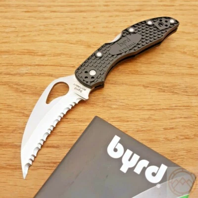 Byrd By Spyderco Folding Knife 3" 8Cr13MoV Steel Hawkbill Blade Black FRN Handle - Image 1 of 4