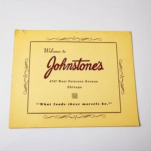 Vintage Johnstones's Restaurant menu Peterson Ave Sauganash neighborhood 1950's - Picture 1 of 7