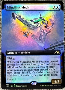 MTG Mindlink Mech 448 Foil Borderless Kamigawa Neon Dynasty Magic The Gathering - Picture 1 of 2