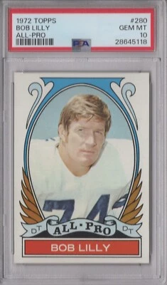 Bob Lilly 1972 Topps PSA 10 Gem Mint Graded Card Cowboys HOF All Pro #280 - Image 1 of 2