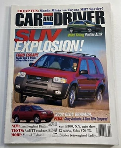 Car & Driver Magazine VTG 2000 Pontiac Aztek Mazda Miata Toyota MR2 Ford Escape - Picture 1 of 24