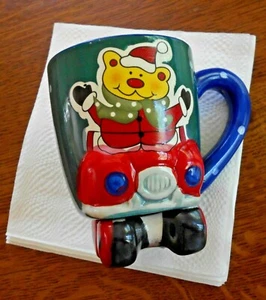 Ungewöhnliche Tasse mit Weihnachtsbär auf Auto 4 Zoll groß - Bild 1 von 10