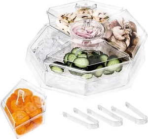 Ice Serving Lazy Susan, Chilled Veggie Tray with 4 Removable Dishes - Picture 1 of 7