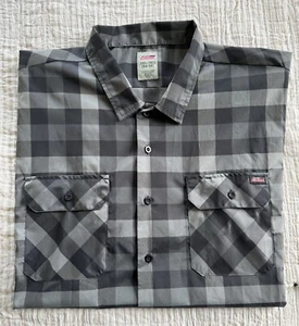 Dickies Shirt Mens 3XL Large Grey Plaid Button Down Collar Short Sleeve Casual - Picture 1 of 7