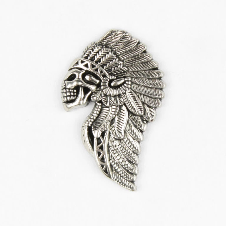 Biker Chopper Chief Indian Skull Indianer Totenkopf Metall Druckknopf Knopf Niet - Bild 1 von 1
