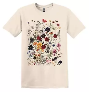 T-shirt vintage fiori selvatici pressati camicia fiori amante del giardino camicia amante dei fiori - Foto 1 di 11