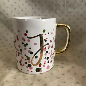 Letter J Coffee Tea Mug Gold Handle Monogram J - New - Picture 1 of 4