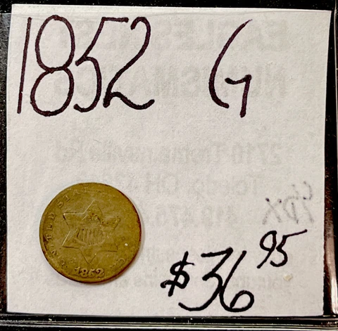 1852 3-Cent Silver Trime (G) Pre Civil War Silver ENN Coin & Cards Cover